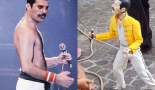 La marioneta de Freddie Mercury emocionó en la presentación callejera.