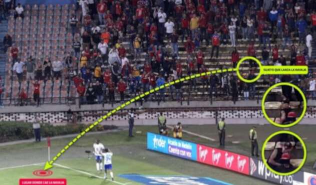 Hincha de Medellín lanzó un arma blanca a la cancha.