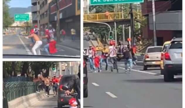 Enfrentamiento hinchas en Medellín Enfrentamiento hinchas en Medellín