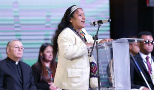 Aída Quilcué, consejera de Derechos Humanos de la Organización Nacional Indígena de Colombia (ONIC)
