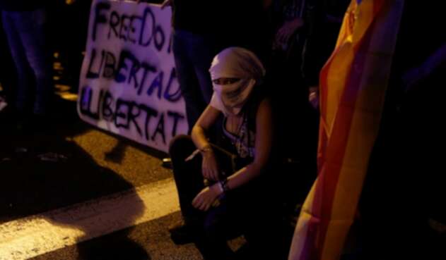 Una manifestante en Barcelona (España)