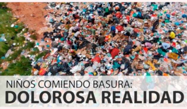 Imagen del informe de Noticias RCN sobre niños indígenas comiendo basura en Puerto Carreño (Vichada)