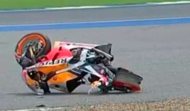 La moto Honda de Marc Márquez luego del accidente en Tailandia