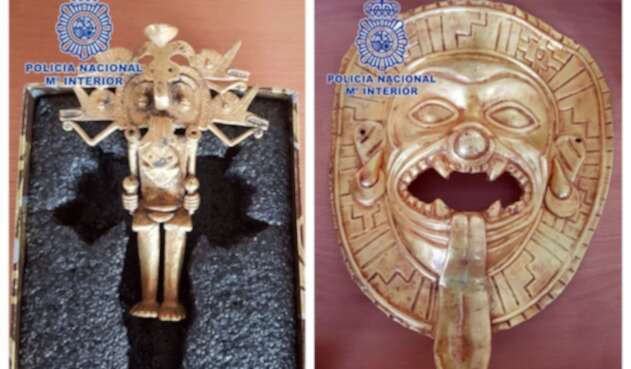 Máscara de oro prehispánica robada Máscara de oro prehispánica robada