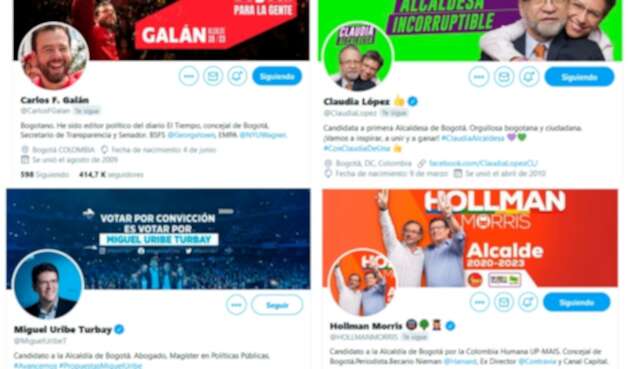 Las cuentas en Twitter de los candidatos a la Alcaldía de Bogotá