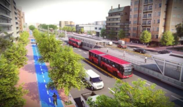 Proyección de cómo quedará el Transmilenio por la Avenida 68.