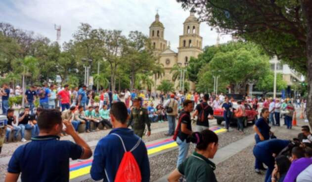 Protesta en el parque Santander de la ciudad de Cúcuta
