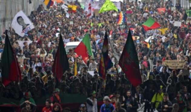 Indígenas se unieron a las marcha en Bogotá