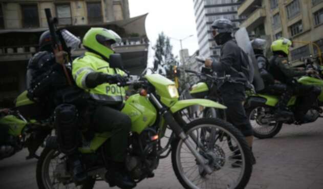 Policías durante marchas en Bogotá Policías durante marchas en Bogotá