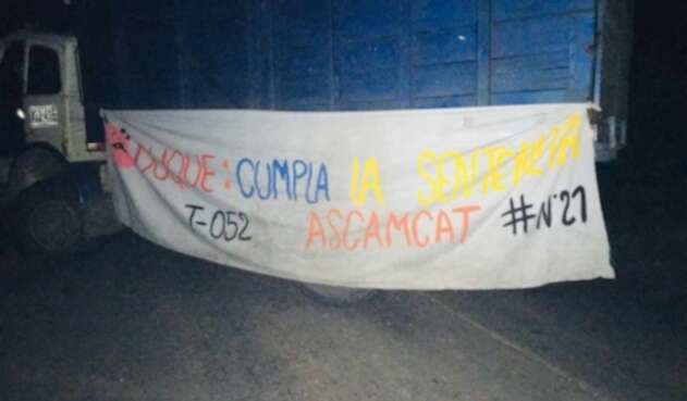 Bloqueo en la vía Cúcuta-Tibú