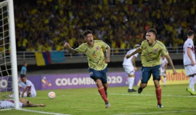 Jorge Carrascal celebra el gol contra Venezuela Jorge Carrascal celebra el gol contra Venezuela