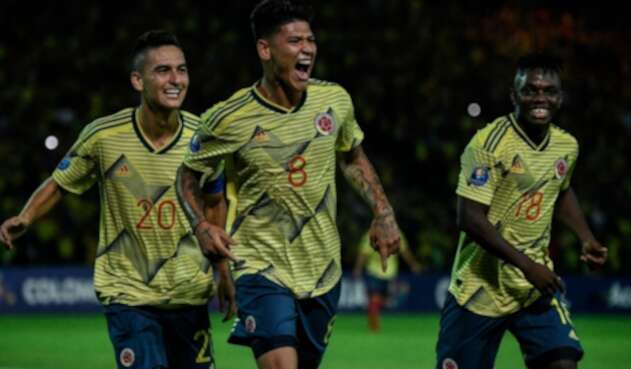 Jorge Carrascal celebra gol con selección Colombia sub 23 Jorge Carrascal celebra gol con selección Colombia sub 23