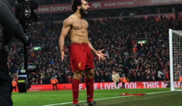 Mohamed Salah celebra gol de Liverpool ante Manchester United Mohamed Salah celebra gol de Liverpool ante Manchester United