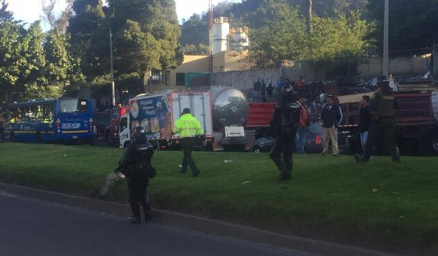 Protesta de camioneros en Bogotá