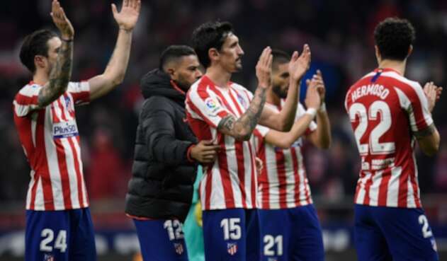 Atlético de Madrid celebran la victoria