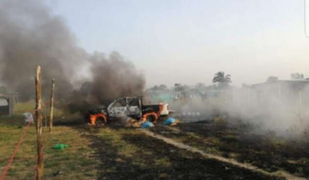 Explosión de automotor en Saravena