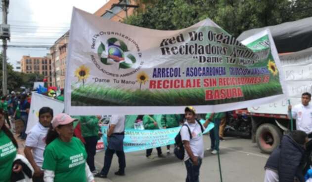 Protesta de recicladores en Bogotá