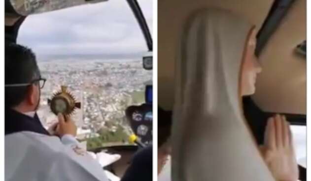 Sacerdote en helicoptero