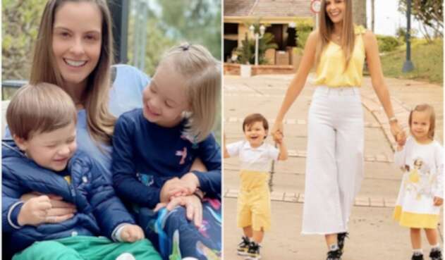 Laura Acuña y sus dos hijos: Helena y Nicolás