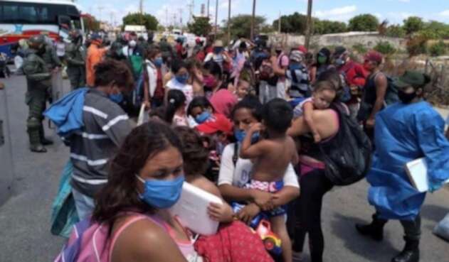 Migrantes venezolanos en la zona de frontera