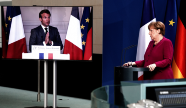 Emmanuel Macron, presidente de Francia y Angela Merkel, canciller de Alemania