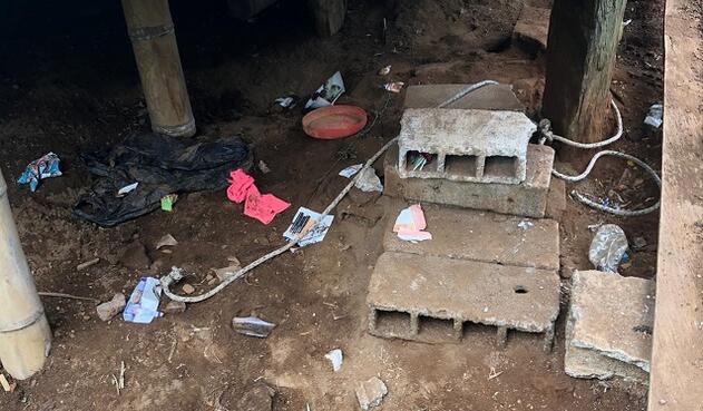 Sótano de la vivienda en donde permanecía la menor.