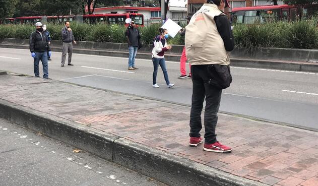 Protesta de conductores de Transmilenio en medio de cuarentena