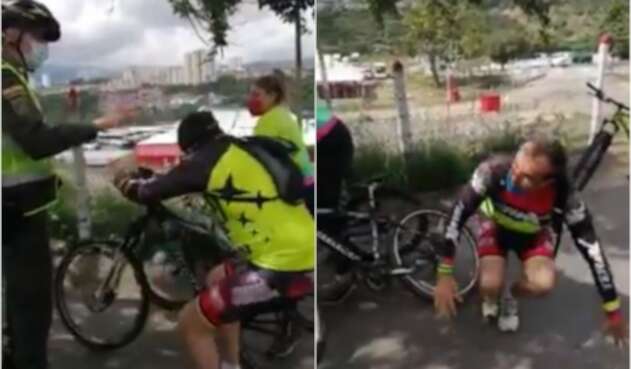 Ciclista finge agresión de un policía