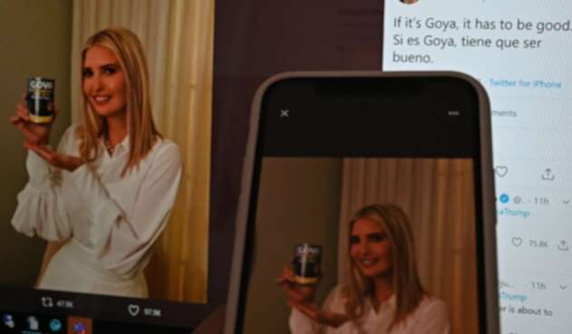 Ivanka Trump posando con lata de frijoles de Goya