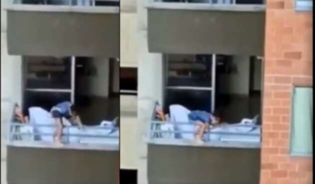 Niña peligrando al jugar en el balcón