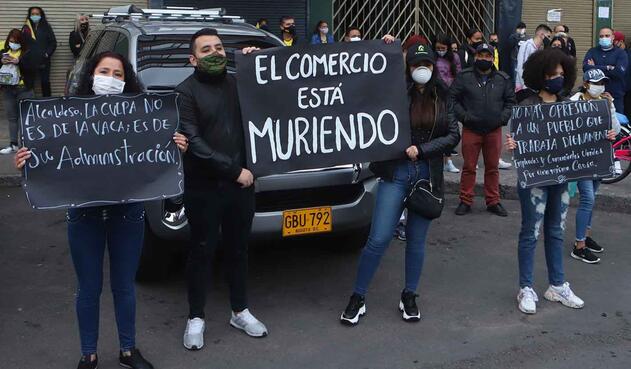 Protesta de comerciantes en Bogotá