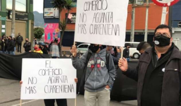 Protestas de comerciantes en Bogotá en medio de pandemia