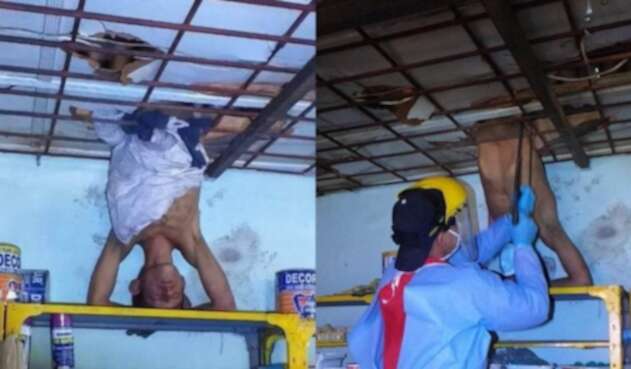 Ladrón quedó atrapado de cabeza en Barrancabermeja