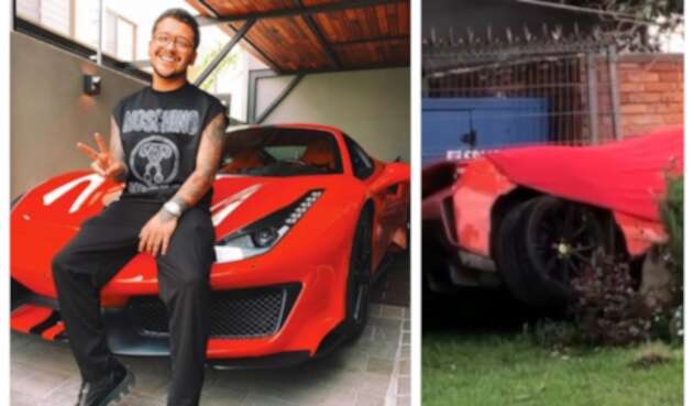 Ferrari de Christian Nodal se estrelló