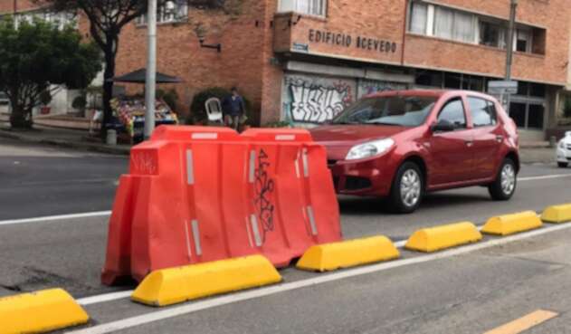 Separadores viales de los nuevos corredores para bicicletas