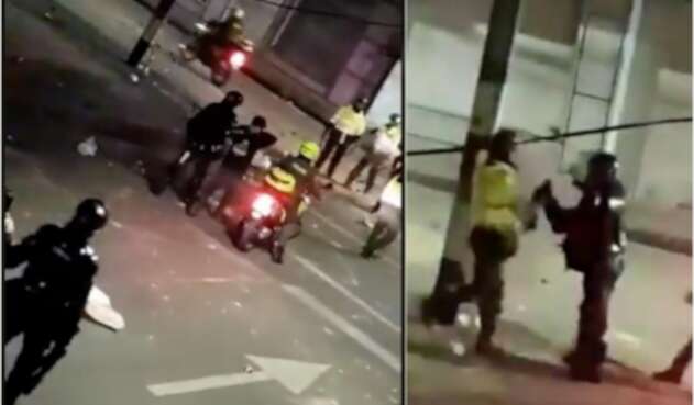 Agente del Esmad peleó con un policía por defender un ciudadano