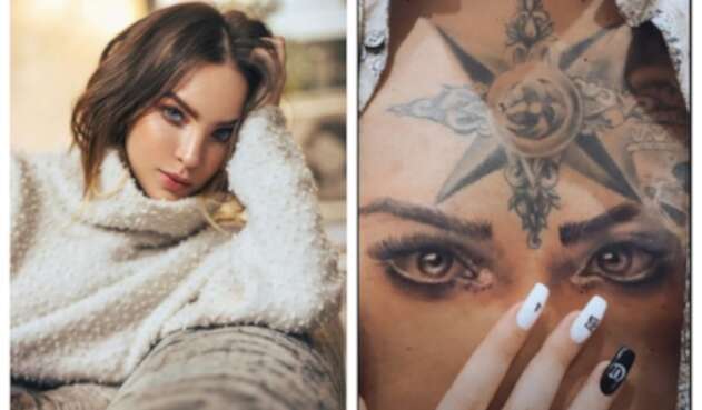 Tatuaje de Nodal con los ojos de Belinda