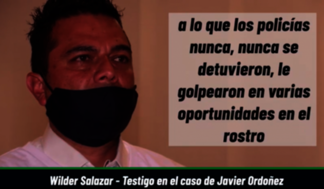 Wilder Salazar testigo clave de la muerte de Javier Ordóñez