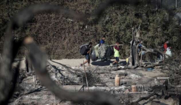 Incendio en campo de refugiados de Moria, en la isla griega de Lesbos