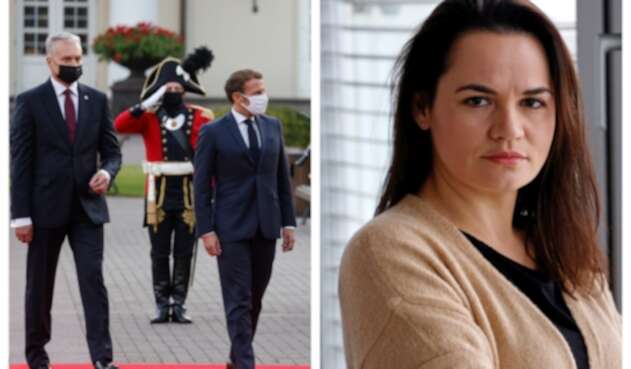 El presidente francés Emmanuel Macron llegó a Lituania. Se reunirá con Svetlana Tijanóvskaya.