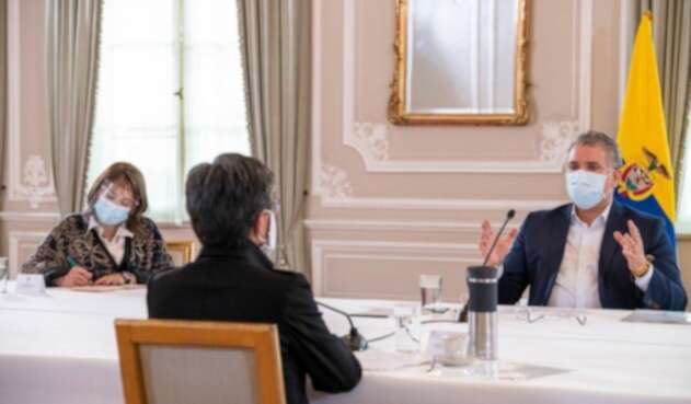 Presidente Duque en reunión con Claudia López.