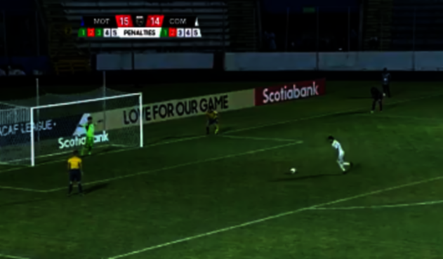 Captura de pantalla de los penales entre Motagua y Comunicaciones.