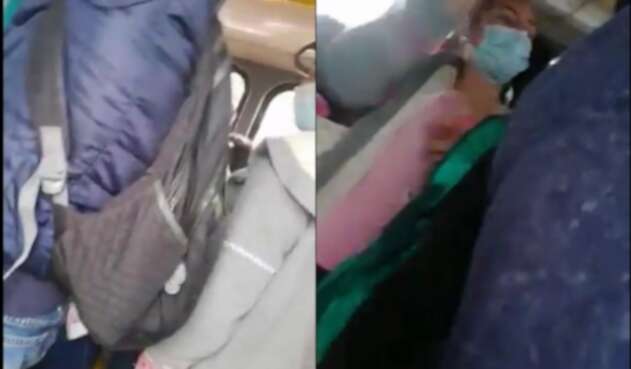 Dos mujeres terminaron a los golpes en Transmilenio por un tapabocas