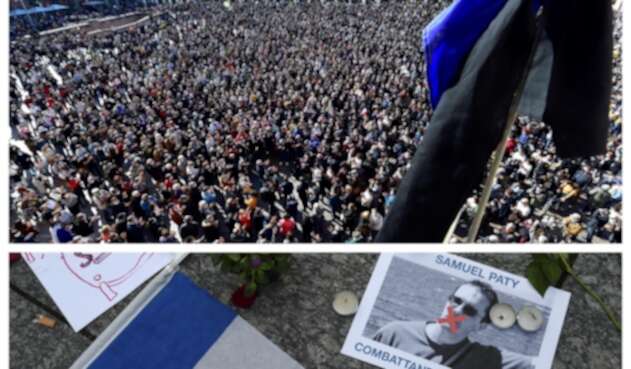 Homenaje a Samuel Paty, profesor decapitado en París