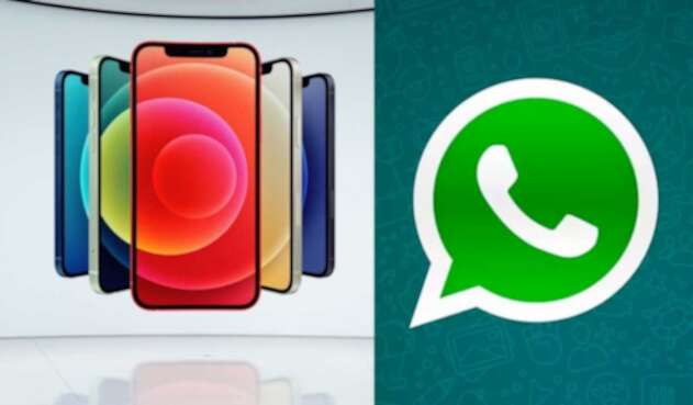 Iphone 12 con logo de WhatsApp Iphone 12 con logo de WhatsApp