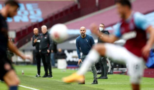 Pep Guardiola en partido Manchester City - West Ham Pep Guardiola en partido Manchester City - West Ham