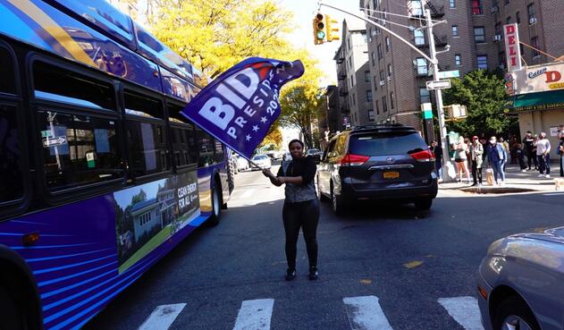 Celebración en Nueva York por la victoria de Joe Biden como nuevo presidente de EE.UU.