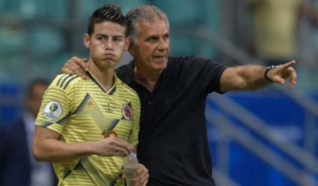 Carlos Queiroz y James - Selección Colombia