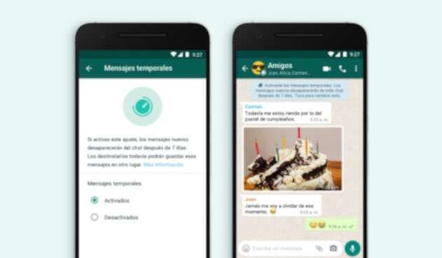Mensajes temporales en WhatsApp