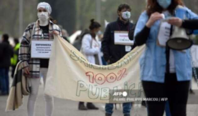Manifestación de médicos en Madrid, España
